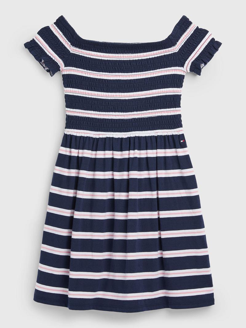 Lány Tommy Hilfiger Smocked Dresses Kék | HU 1767SGL